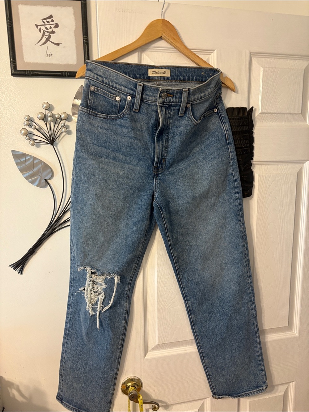 Madewell Blue Boyfriend Jeans with Distressed Knee
